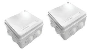 2 Caja Estanca Con Cono Electrica 85x85x50 Ip55 Sello Sec Blanco