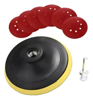 Disco Lija Pulidora Velcro Para Esmeril 115mm + 5 Lijas Unico