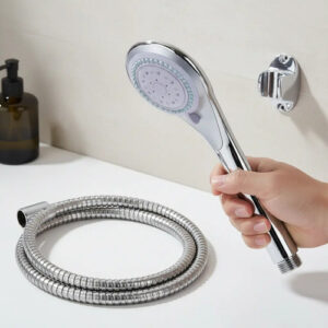 Set Ducha Teléfono Con Flexible Y Soporte Plateado