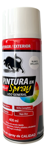 Pintura Spray Aerosol Blanco Brillante Uso General 400 Ml
