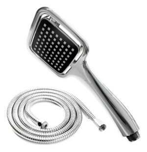 Mango Para Ducha Cromado Telefono Challa + Manguera Flexible Plateado Cromado