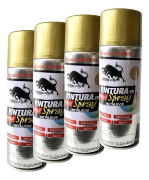 Pack 4 Pinturas En Spray Metalizado Dorado 400ml Toro Negro