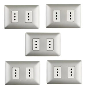 5 Enchufes Tomacorriente Doble Champagne Gris