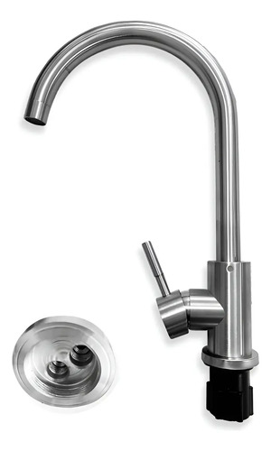 Llave Lavaplatos Monomando Acero Inox Agua Fria Y Caliente Plateado Cepillado