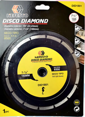 Disco Ceramico Corte Diamantado 7 Pulgadas 180mm Segmentado Plateado