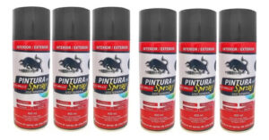 6 Unidades Spray Uso General Negro Mate 400ml