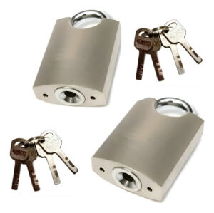 2 Candados De Seguridad Acero Anticizalla Anticorte 60mm Plateado