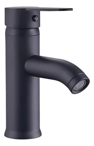 Llave Monomando Lavamanos Acero Inox Con Flexible 17cm Negra Negro