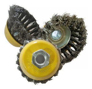 3 Escobilla Copa Chascon Pulir Acero Trenzado Para Esmeril