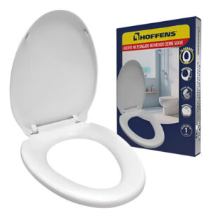 Asiento Y Tapa Wc Elongado Reforzado - Cierre Suave Hoffens Blanco
