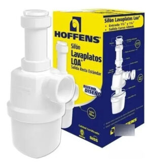 Sifón Lavaplatos - Salida Recta - Entrada 1 1/2 - 1 1/4 Blanco