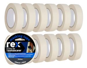 Cinta Masking Tape - Enmascarar - 18mm X 40m - Rex 12 Unid Crema Liso