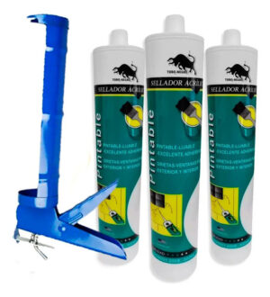 3 Silicona Acrilica Blanca Pintable 280ml+pistola Calafatera