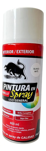 Pintura Esmalte Aerosol Toro Negro Blanco Mate 400ml Secado Rápido