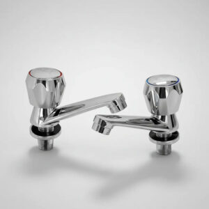 Llave Lavamanos 2pcs Agua Caliente Fria Baño Cierre Facil Cromado