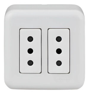 Enchufe Sobrepuesto Doble Casquete Stanford 10a 250v Blanco