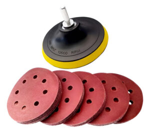 Pack Disco Pulidora Velcro Para Esmeril 115mm + 125 Lijas Negro